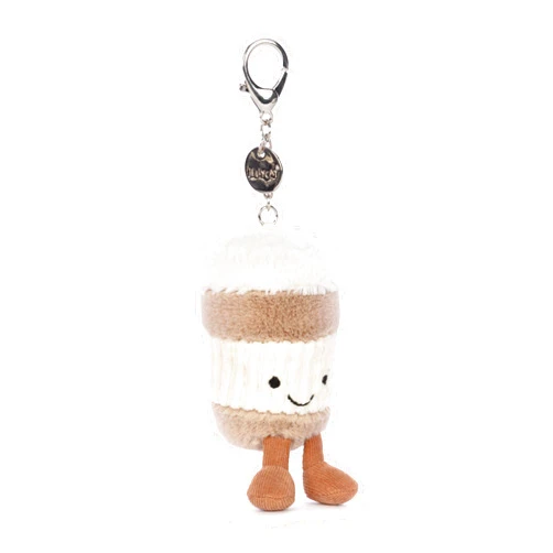 Jellycat Amuseables Coffee-To-Go Bag Charm, 4.5 inches - Food and Drink Plush Keychain - Great Gift Idea