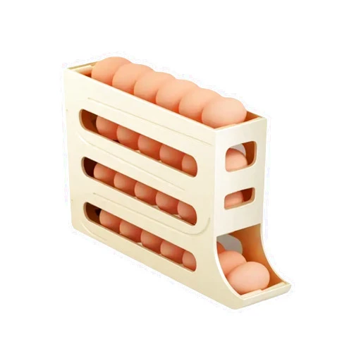 SHAIVII 4 Tiers Egg Holder for Fridge - Stackable auto rolling egg tray, space saving egg dispenser, 30 large egg dispenser, easy to store in refrigerator
