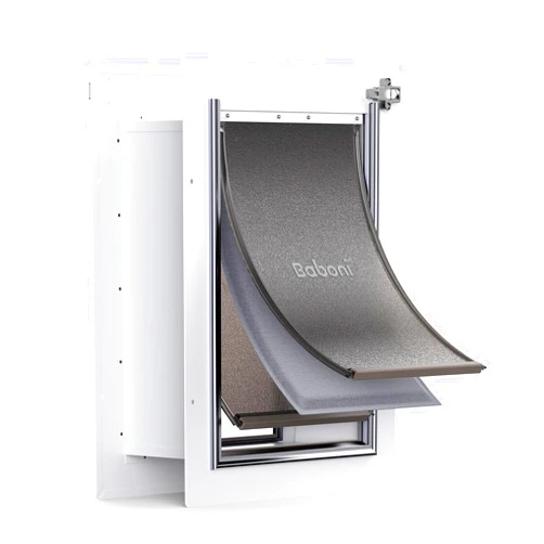 Baboni Pet Door for Wall,3-Flap,Steel Frame and Telescoping Tunnel, Aluminum Lock, Double Flap Dog Door and Cat Door, Strong and Durable (Pets Up to 40 Lb) -Medium