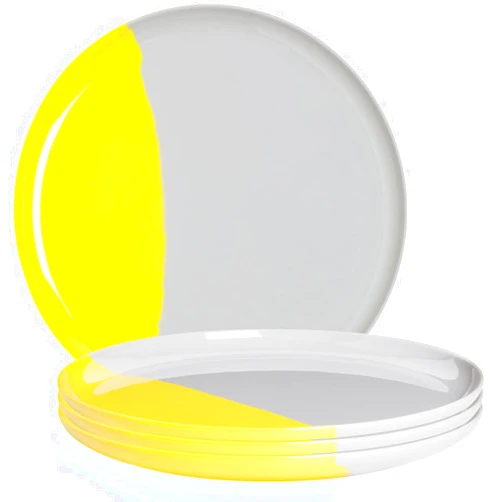 Thomas Fuchs Creative Melamine Side Plates, Set of 4, Gray/Lemon, Injection Molded, Durable, Dishwasher Safe, Chip and Break-Resistant, Kid-Friendly, Indoor/Outdoor Use