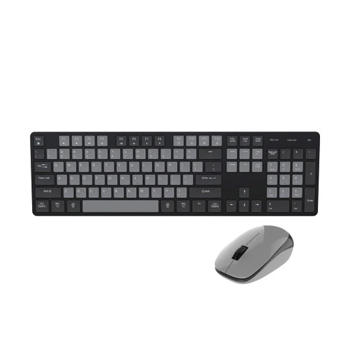 POWZAN Wireless Keyboard and Mouse Combo, Ultra Slim Silent Scissor Switch Design, Quiet Full Size Keyboards with Number Pad, Compatible for Laptop, Computer, PC, Windows, Mac OS - Black Gray