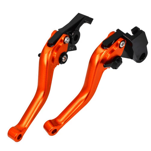 MTCRIGHTER 3D Fishbone Pattern Short Brake Clutch Lever for Kawasaki Ninja ZX-10R / RR/KRT/SE 2016-2020, CNC Aluminum Alloy Made (Orange)