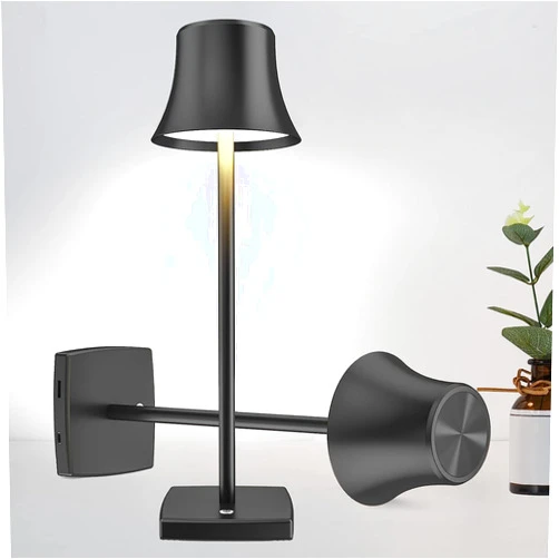 SHANGCAI LED Desk Lamp Cordless Table Light, Rechargeable Battery Powered 3 Levels Brightness Dimmable for Portable Outdoor Restaurant Dinin Lights Set of 2 Pack Black