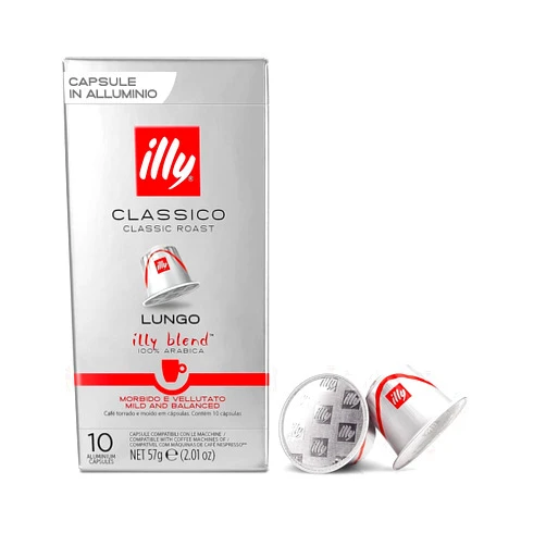 illy Lungo Classico Coffee, Classic Roast (Medium Roast) (100-Count single serve capsules, compatible with Nespresso Original Line System coffee machines)
