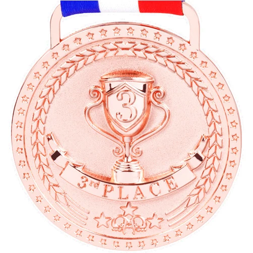 Prestige Palace Awards Gold Silver Bronze Medals for 1st 2nd 3rd Place Trophy Awards, Bright or Antique Finish with Attached Red White Blue Satin Ribbon - SOLD SEPARATELY