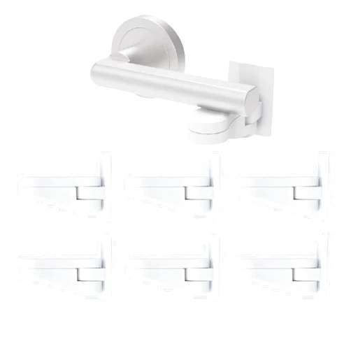 OUYIYE 6 Packs Child Safety Door Lever Locks, No Drill Baby Proof Handle Lock with Adhesive, Easy for Adults, Fits Most Door Handles(White)