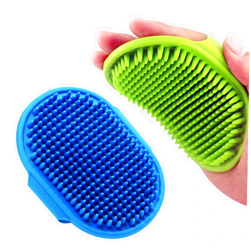 Lilpep Pet Shampoo Bath Brush Soothing Massage Rubber Comb with Adjustable Ring Handle for Long Short Haired Dogs and Cats Grooming, 2 PCS