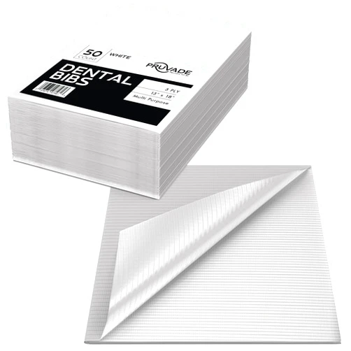 Pruvade Dental Bibs - 50 Pack Adult Disposable Bibs for Dentist, Eating, Tattooing - 13