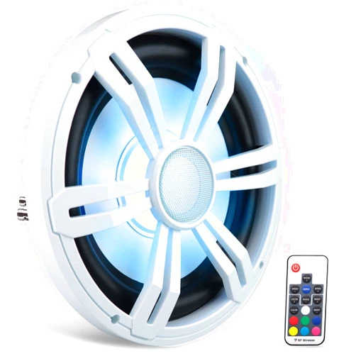 Pyle 10” Slim Marine Subwoofer - 400W 4 Ohm Waterproof Car Component Speaker System, Low Profile PP Cone w/Rubber Edge, 40 Oz Magnet 2