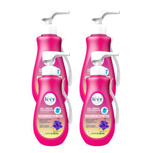 Veet Gel Hair Remover Cream, Sensitive Formula, 13.5 oz (Pack of 4)