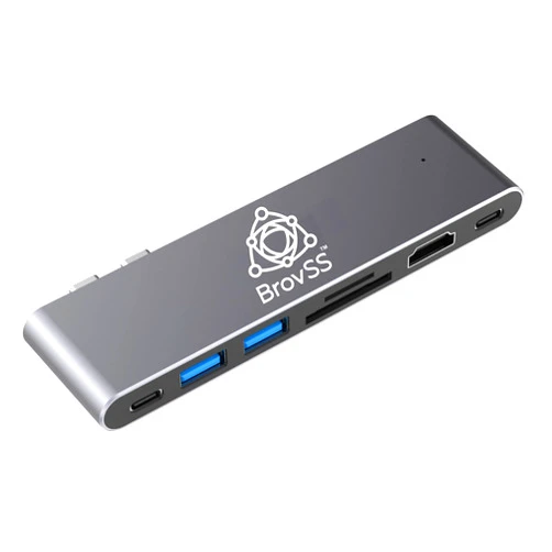 BrovSS Mac USB C Hub Adapter, Direct 7-in-2 USB C Adapter Compatible with Thunderbolt 3 USB C Port, microSD/SD Card Reader, 3.0 high-Speed Interface, HDMI 4K30HZ HD Interface, Type-c Data Interface