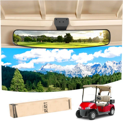 10L0L Universal Adjustable Golf Cart Panoramic Rear View Mirror, Rotatable 270 Rotation 16.5