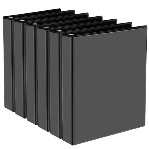 CIXILDTS 1-inch Slant Ring Binder, One-Handed Opening 3 Ring Binder Fit Letter Size Paper, Presentation View Binders, Black, 6-Pack