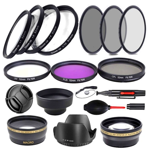33rd street 52MM Ultimate Nikon Lens Filter Accessory Bundle (UV, CPL, FLD, ND2, ND4, ND8 and 2x2 Telephoto Lens + Macro Lens) for Nikon D3300 D3200 D3100 D3000 D5300 D5200 D5100 D5000 D7100 D7000 DSLR Camera