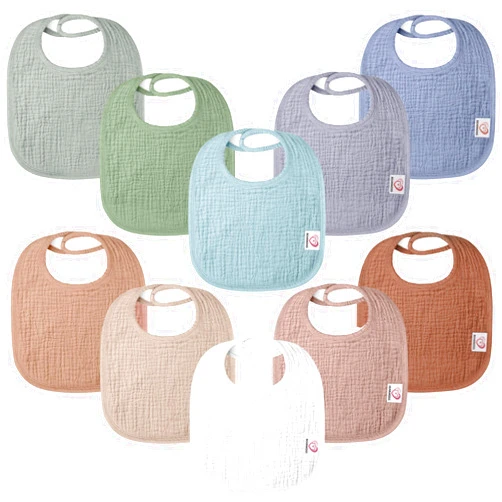 Bearmoss 100% Cotton Muslin Baby Bibs 10-Pack Baby Drool Bibs for Unisex Baby Toddlers Infant Newborns Drooling and Teething