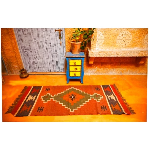 Handmade 70 x 30 inch Handmade Camel Wool and Jute Dhurrie Rug, Kilim Rug, Handmade, Home Decor, Area Rugs, Kilim Dhurri, Mulitcolor Rug/carpet