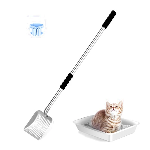 LYCC Metal Cat Litter Scoop, cat Scooper for Litter Box,Removable Stainless Steel, Non-Bending Heavy Duty Cat Litter Scoop, Non-Stick Long Handle Cat Litter Scooper for Multi-Cat Households