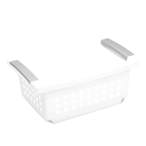 Sterilite 16608006 Small Stacking Basket, White Basket w/ Titanium Accents, 6-Pack