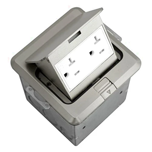 Orbit Industries FLBPU-D-S-SS Square Pop-up Floor Box with Duplex Receptacle, Tamper Resistant, Stainless Steel
