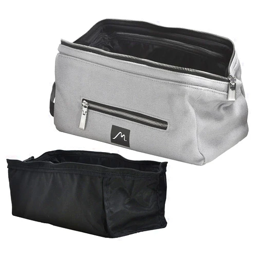 Metier Life Compact Canvas Dopp Bag with Removable Nylon Liner Minimalist Toiletry Kit for Bathroom Supplies, Cosmetics and Makeup | Vegan Leather Handle