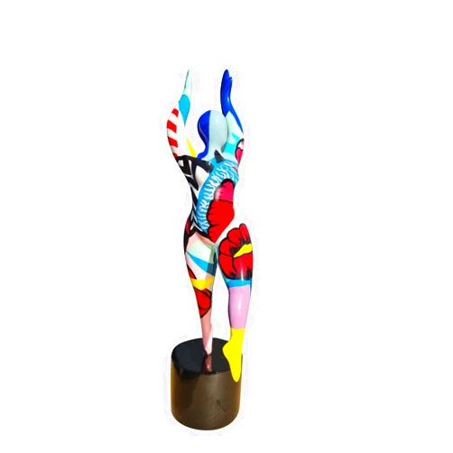 Laure TERRIER Statue of a woman Nana dancer, in multicolored resin. Height 11'4 inches with The base