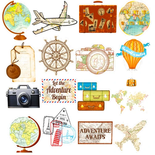 C L cooper life Travel Theme Party Cupcake Toppers 48Pcs Vintage Bon Voyage Birthday Party Decoration Let The Adventure Begin Cupcake Picks for Going Away Farewell Party Travel Around The World Party Supplies