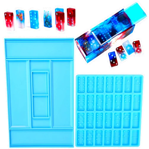 DoreenBow Dominoes Storage Box Resin Molds,Resin Molds Domino,Silicone Molds Dot Dominoes Silicone Molds,Domino Epoxy Resin Molds,DIY Craft Tool,Domino Game Silicone Molds