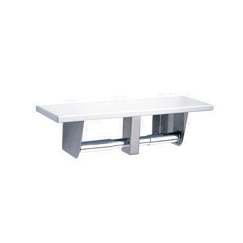 BOBRICK 2840 Stainless Steel Toilet Tissue Dispenser with Utility Shelf, Satin Finish, 5