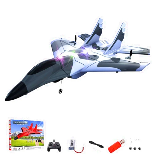 Xiteluo Wonstorex Rc Plane, Wonstorex 2.4gHZ Rc Remote Control Fighter Model Toy, 360° Remote Control Fighter Jet, Airplane Glider Plane Drone with Lights for Kids Adults (Blue-2)
