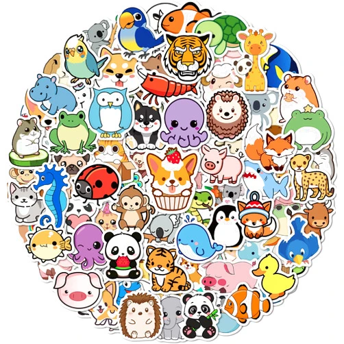 Pcnearty 100 Pcs Animal Stickers for Kids, Cute Water Bottle Stickers for Kids Waterproof, Vinyl Laptop Kid Sticker Pack, Kid Classroom Prizes for Elementary Students