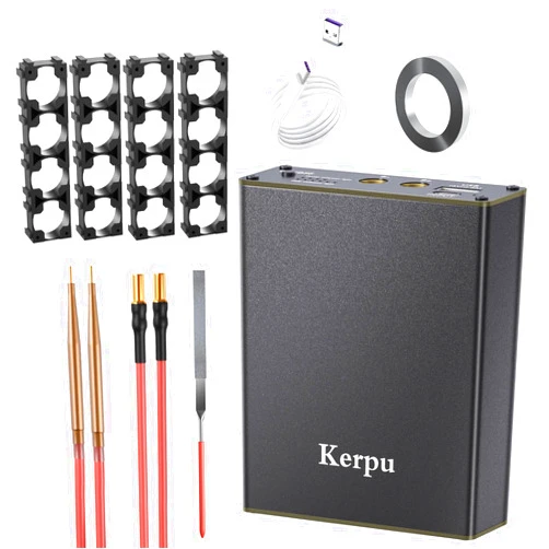 Kerpu Battery Spot Welder, Kerpu 18650 Spot Welder Machine Pocket Size with 11 Gears Adjustable,5000mAh Rechargeable Battery,2M Nickel Sheet & 4X4 Battery Holder For Making Battery Packs