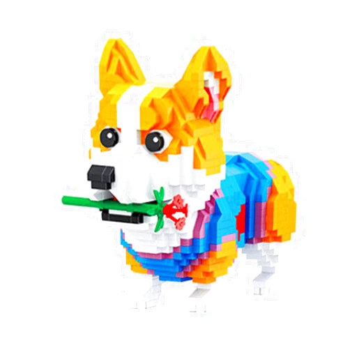 SOLEILHOME Adorable Corgi Dog Building Block Set, Micro Terrier Bricks, Compatible with Major Brands Bricks, Toy to Combine with Starter Course, Gift for Kids 3 and Up (Corgi)