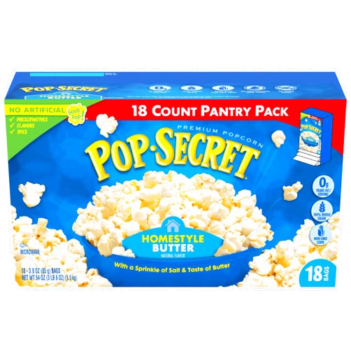 By Pop Secret Pop Secret Popcorn, Homestyle Butter Microwave Popcorn, 3 Ounce (Pack of 18)