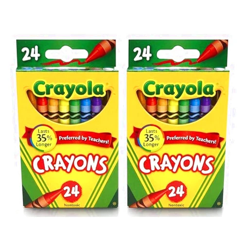 Crayola 24 Count Box of Crayons Non-Toxic Color Coloring School Supplies (2 Packs)