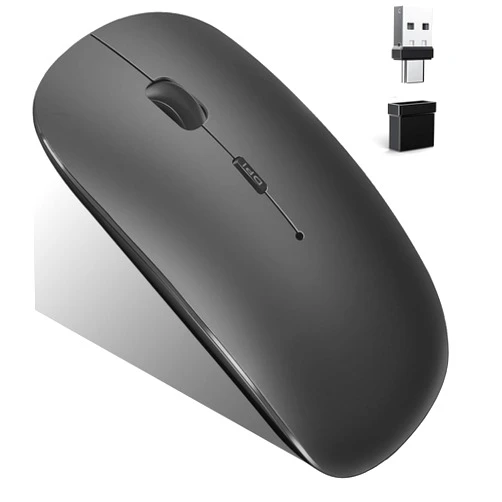 Neises Bluetooth Wireless Mouse for MacBook Air Mac Pro Laptop Computer iPad PC Optical Rechargeable Silent Mouse with Dual Mode Switch Mouse Bluetooth 5.2/3.0 and 2.4GHz USB Type-C Receiver