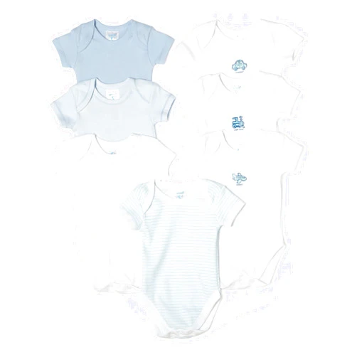 Spasilk 100% Cotton Assorted Short Sleeve Lap Shoulder 7-Pack Bodysuit