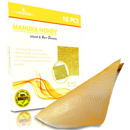 AWD Medical AWD Manuka Honey Gauze Dressing - 100% Impregnated Medical Grade Honey Patches - Medical Supplies, Wound Care, and First Aid - Gauze Pads 10 Count (2
