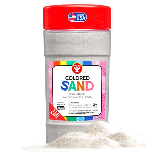 Hygloss Colored Sand for Crafts – 1 lb Bottle, White – Vibrant Colorful Fine Sensory Play Sand Art Kits for Kids – Classroom Activities for Children 3 4 5 6 7 8 9 10 11 12 – Safe for Ages 3+