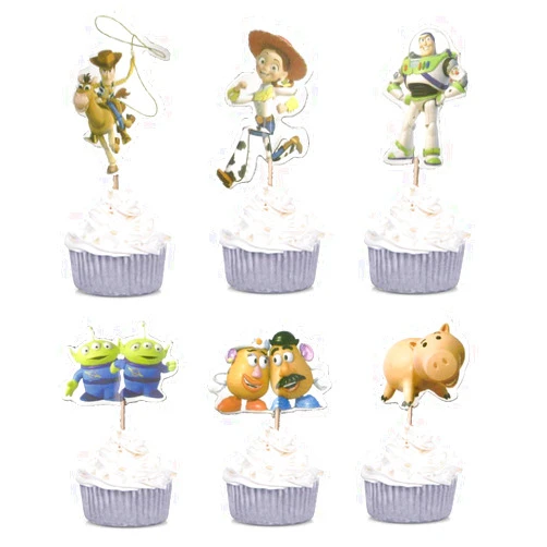 CRODER 24 PCS Toy Themed Cupcake Toppers For Kids Birthday Party Cake Decorations Birthday Party Supply