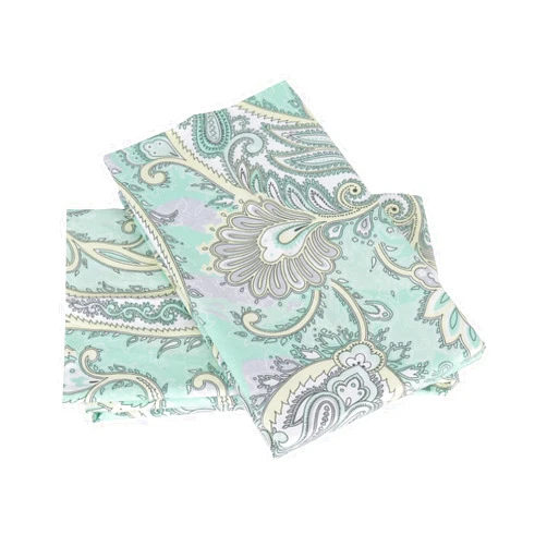 WBYCOTBED Green Paisley Pillow Cases Queen, 100% Cotton Super Soft Easy Care Envelope Closure Bed Pillow Cases 20x30 Inches
