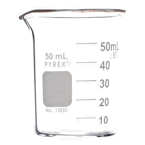Pyrex Corning Pyrex Borosilicate Glass Low Form Griffin Beaker, Graduated, 56mm H, 50ml Capacity (Case of 48)