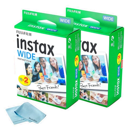 Fujifilm Instax Wide Instant Films for Fuji Instax Wide (40 Exposures) + BluebirdSales Microfiber Cleaning Cloth