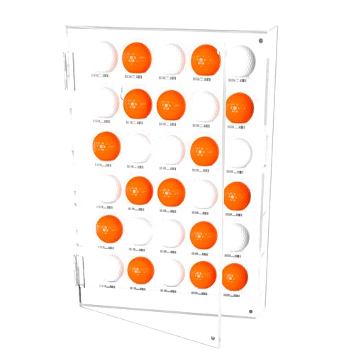 HBlife Acrylic Golf Ball Display Case Wall Cabinet Holder, Clear Golf Ball Rack Holds 30 Balls with Magnetic Locks for Collector Memorabilia Autograph Balls