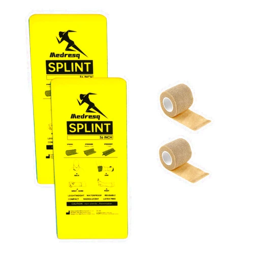 Medresq First Aid Splint Kit, Lightweight Reusable Splint for Supporting Arm and Leg Fracture Treatment During Trauma Emergencies(Yellow)