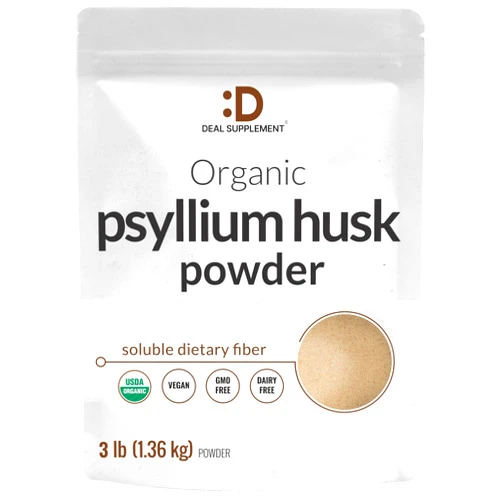 DEAL SUPPLEMENT Organic Psyllium Husk Powder, 3lbs (48oz) – Unflavored Plant Based Soluble Dietary Fiber – Gut & Digestion Health – Great for Baking & Cooking – Keto Friendly, Gluten Free, Non-GMO