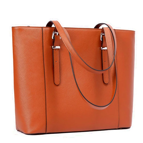 BROMEN Women Briefcase 15.6 inch Laptop Tote Bag Vintage Leather Handbags Shoulder Work Purses
