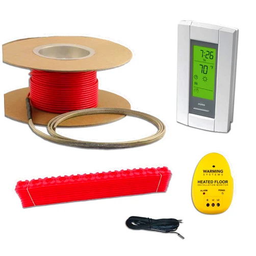 Warming Systems 15 Sqft Cable Set, Electric Radiant Floor Heat Heating System with Digital Floor Sensing Thermostat, Including Thermostat Sensor, Installation Monitor and Cable Guides