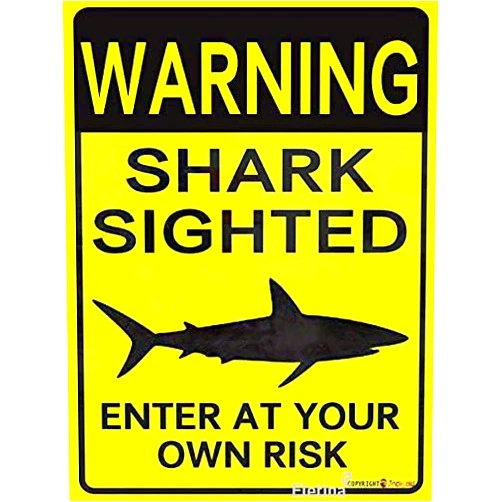 Eletina twinkle Metal Tin Signs Warning Shark Sighted Enter at Your Own Risk with Graphic Dangerous Aluminum Metal Sign 8 x 12 inches