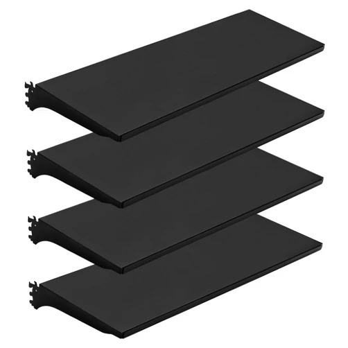 NectaCol 4 Packs Gondola Shelves 35 1/4”L x 11 1/2”W for Industrial Grade Black Pegboard Display Rack，4 Shelves for Gondola Units, Extra 8 Pieces Supply Arms