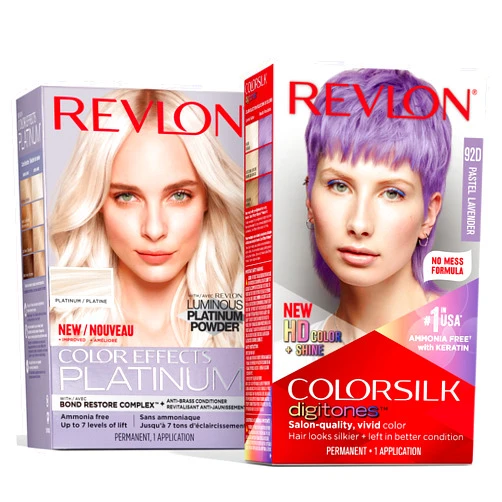 REVLON Bundle of Revlon Permanent Hair Color Colorsilk Digitones with Keratin, 92D Pastel Lavender (Pack of 1) + Permanent Hair Color by Revlon, Color Effects Highlighting Kit, 60 Platinum, 8 Oz, (Pack of 1)
